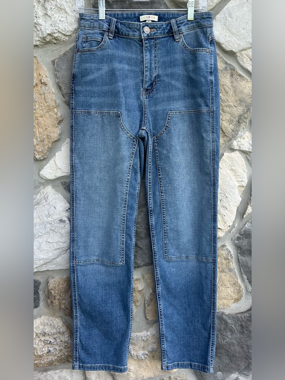Molly Yeh Jeans Size 4 Double Knee Utility Workwear Western Ranch Farm Utility